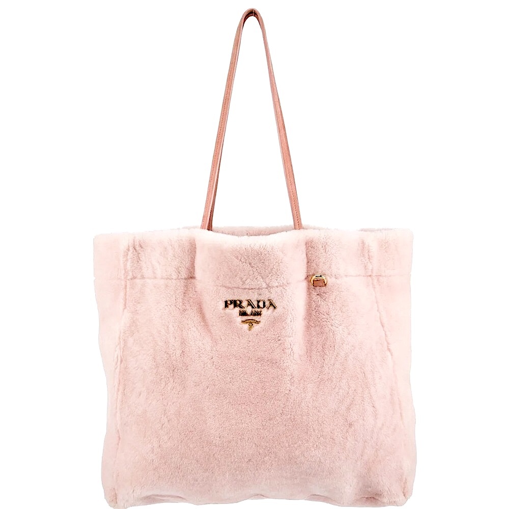 PRADA shearling tote in pale pink
